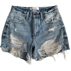 Pistola denim shorts with silver sequin pockets - size 24